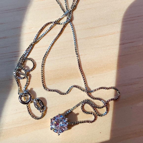 Sterling Silver 925 2 ct. Diamond  CZ Necklace - Picture 5 of 6